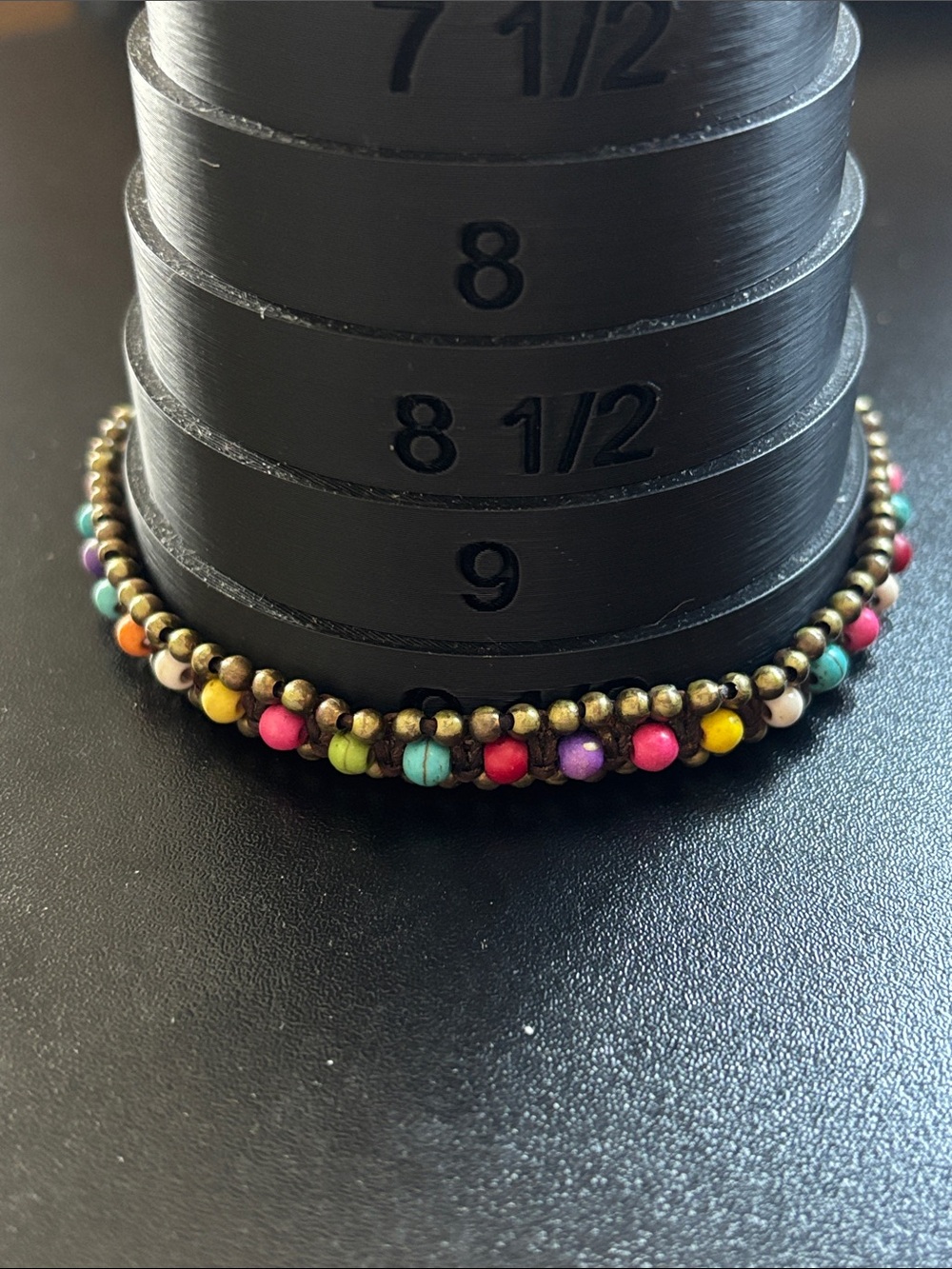 Multicolor Beaded Anklet with Brass Accents